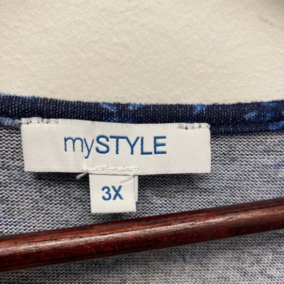 mySTYKE Womens Babydoll Navy Blue Patterned Top Size 3x - Picture 4 of 4